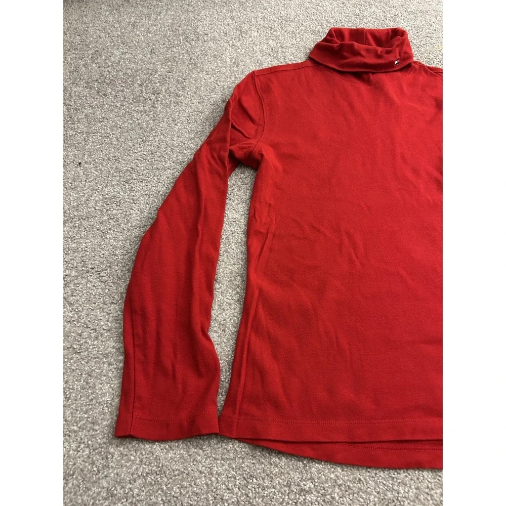 Tommy Hilfiger Jeans Turtleneck Top Womens S Red Excellent Long Sleeve Cotton